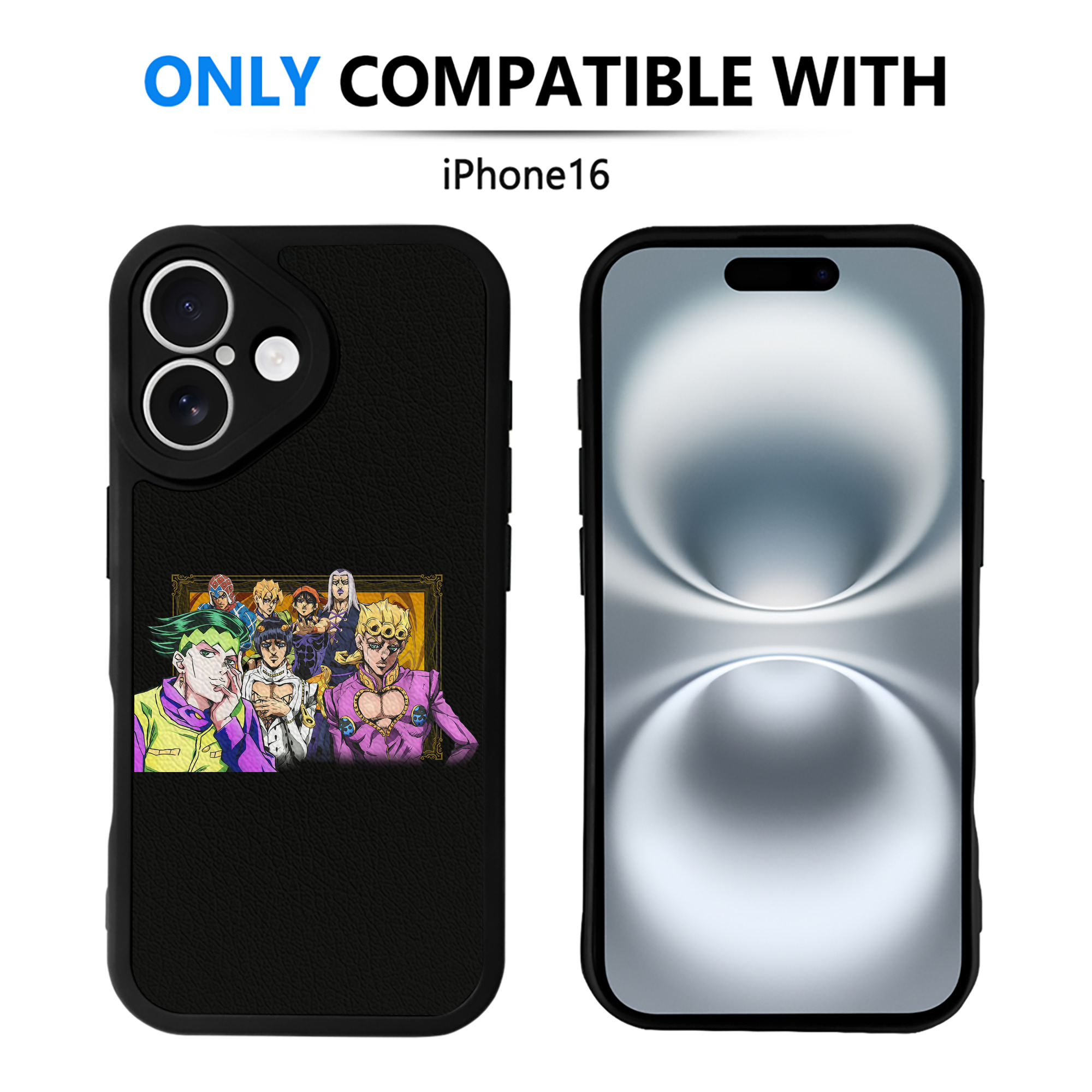 （画像用） ジョジョの奇妙な冒険 ジョルノ?ジョバァーナ JoJo's Bizarre Adventure Giorno Giovanna 【iPhone 16シリーズ対応】シリコンスマホケース（レザー調） 材質：シリコン